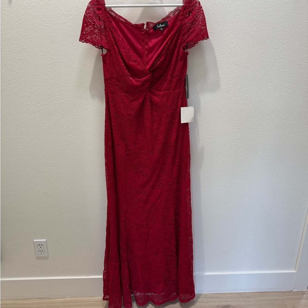 Lulu's Red Lace Maxi Dress - Picture 1 of 5